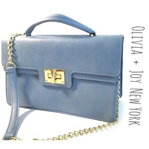 Light Blue Handbag w/ crossbody chain: Olivia+Joy